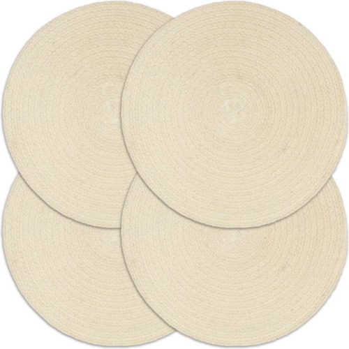 VidaXL Placemats 4 st rond 38 cm katoen natuurlijk