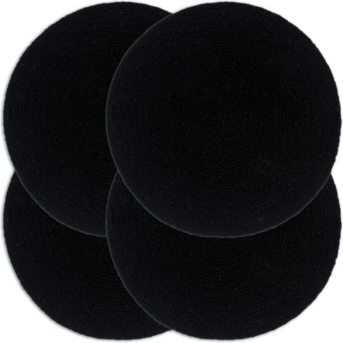 VidaXL Placemats 4 st rond 38 cm katoen effen zwart