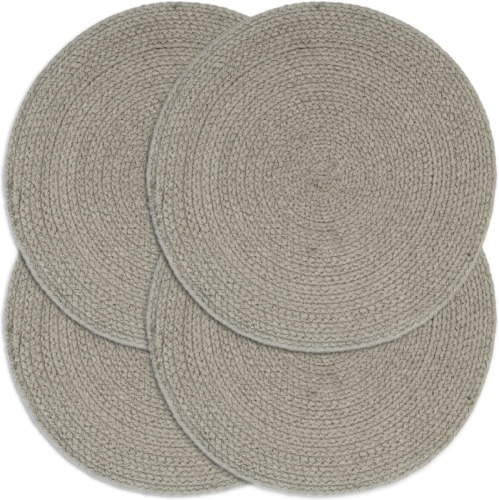 VidaXL Placemats 4 st rond 38 cm katoen effen grijs