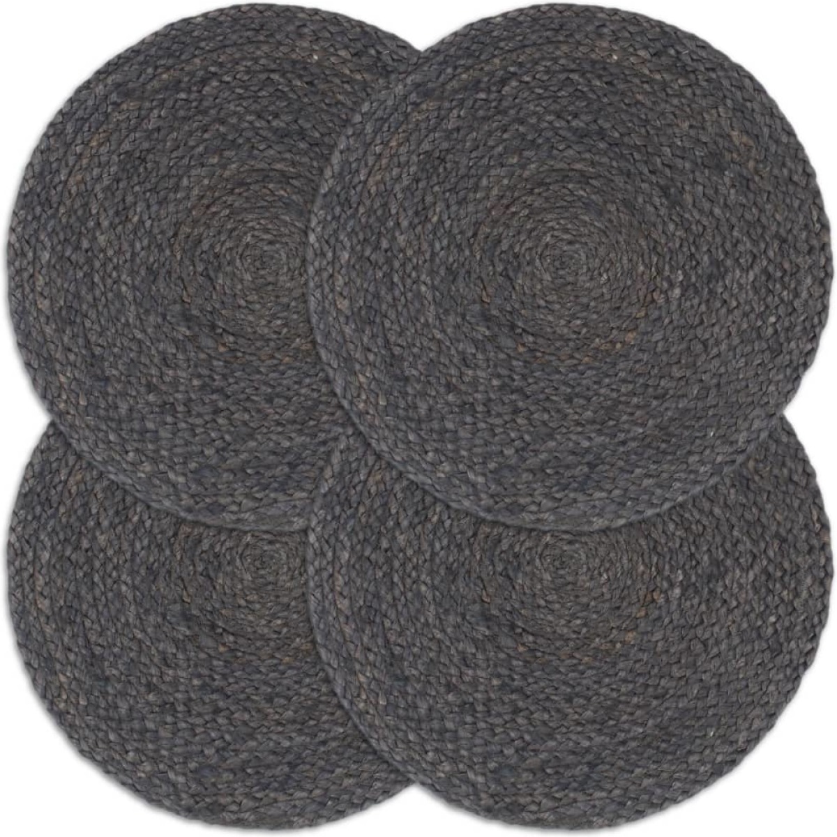 VidaXL Placemats 4 st rond 38 cm jute donkergrijs