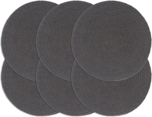 VidaXL Placemats 6 st rond 38 cm katoen effen donkergrijs