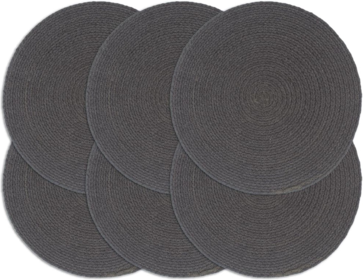 VidaXL Placemats 6 st rond 38 cm katoen effen donkergrijs