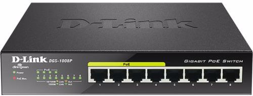 D-Link DGS-1008P 8-Port Gigabit PoE Unmanaged Desktop Switch
