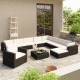 VidaXL 12-delige Loungeset met kussens poly rattan zwart