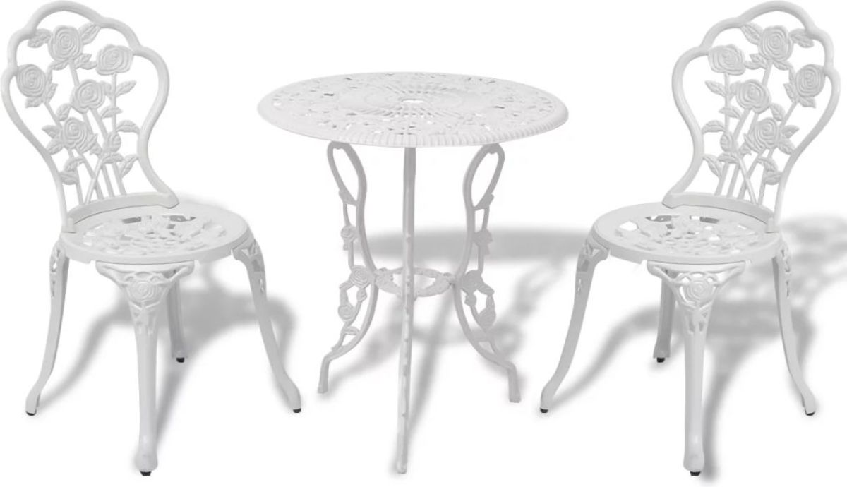VidaXL 3-delige Bistroset gegoten aluminium wit