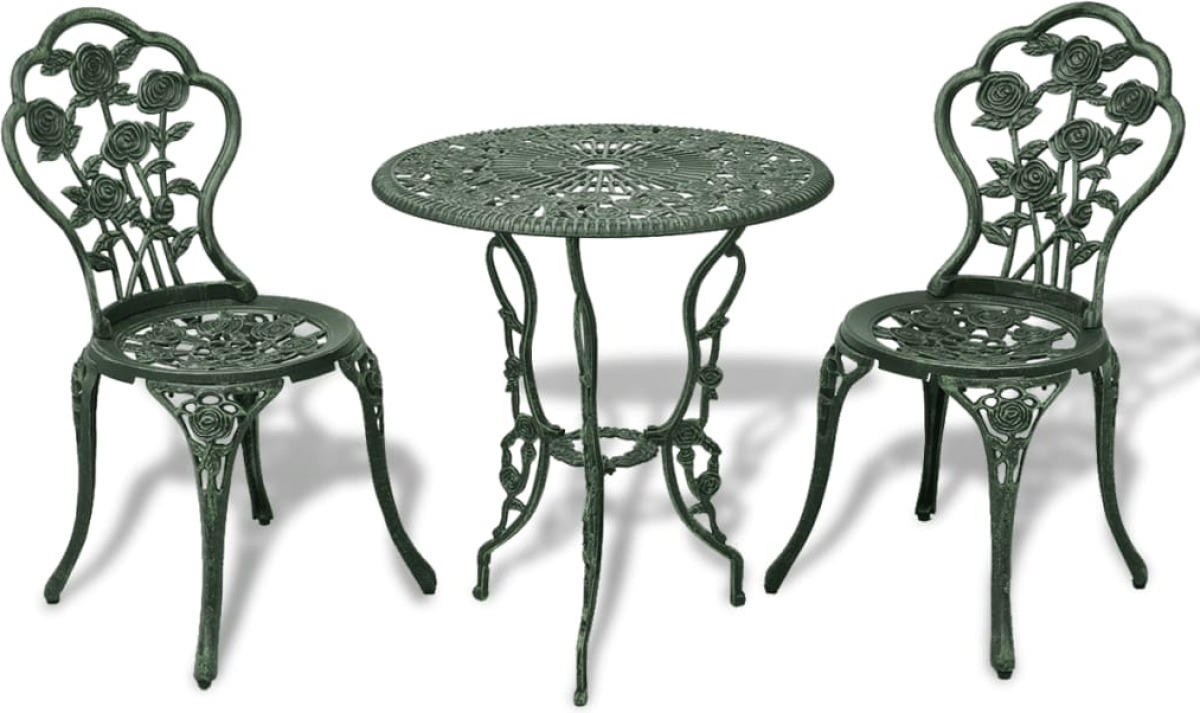VidaXL 3-delige Bistroset gegoten aluminium groen