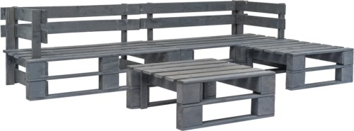 VidaXL 4-delige Loungeset pallet hout grijs