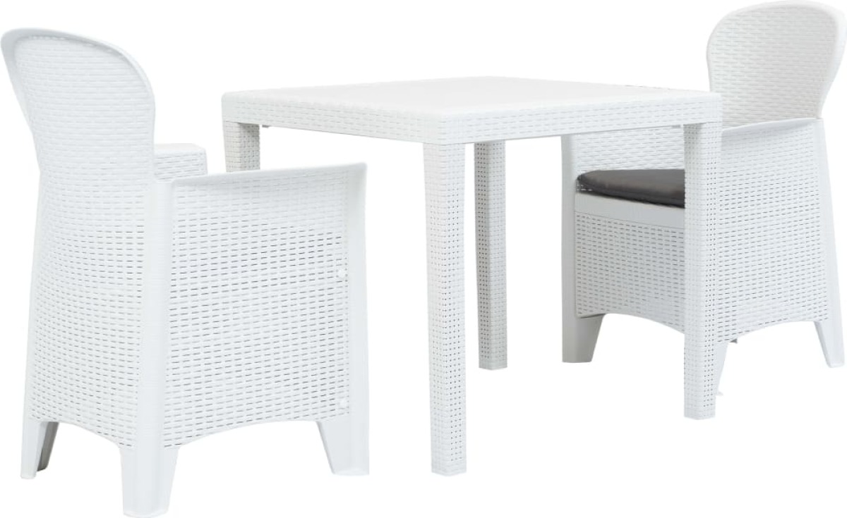 VidaXL 3-delige Bistroset rattan-look kunststof wit