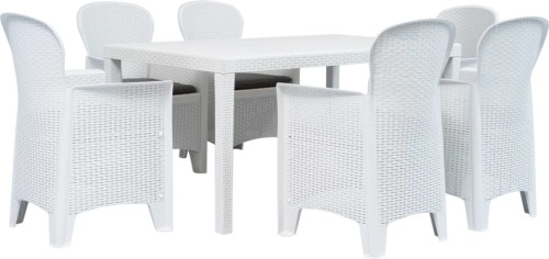 VidaXL 7-delige Tuinset rattan-look kunststof wit