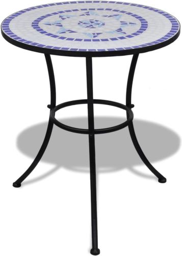 VidaXL Bistrotafel 60 cm mozaïek blauw en wit