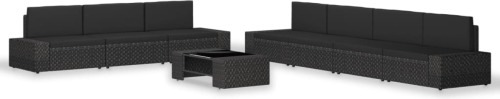 VidaXL 8-delige Loungeset poly rattan zwart