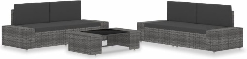 VidaXL 5-delige Loungeset poly rattan grijs