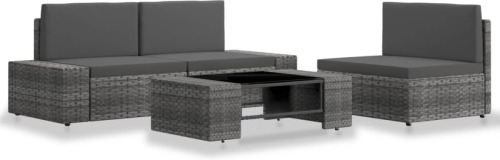 VidaXL 4-delige Loungeset poly rattan grijs