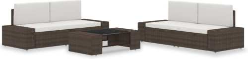 VidaXL 5-delige Loungeset poly rattan bruin