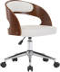 VidaXL Kantoorstoel draaibaar gebogen hout en kunstleer wit