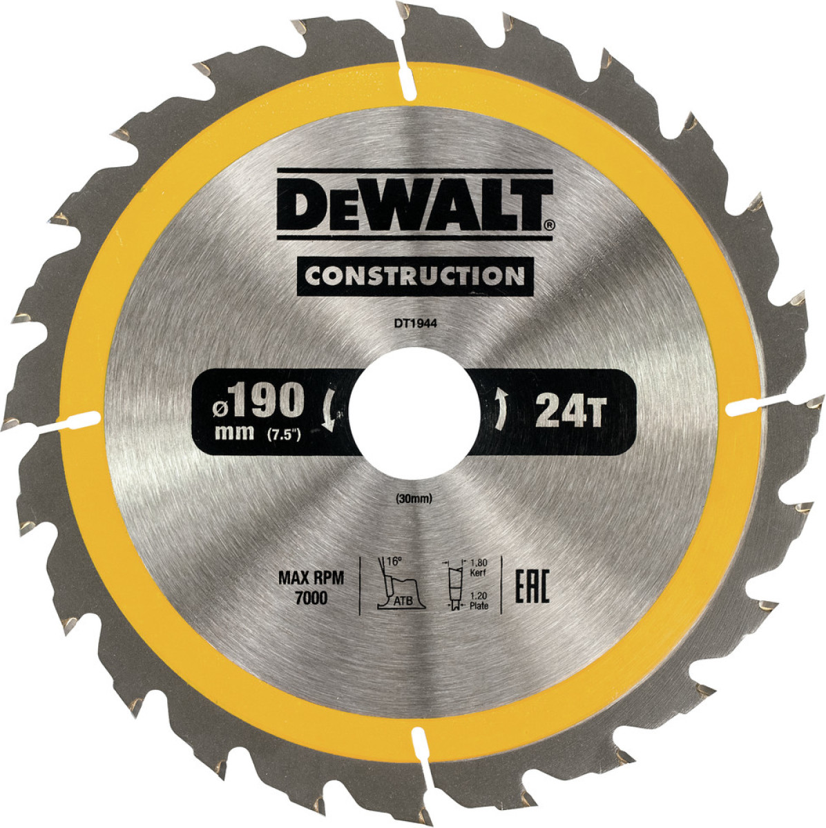 DeWalt Zaagblad voor Hout 190x30x1,8mm (24T)