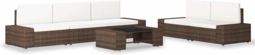 VidaXL 6-delige Loungeset poly rattan bruin