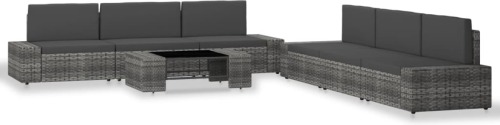 VidaXL 7-delige Loungeset poly rattan grijs