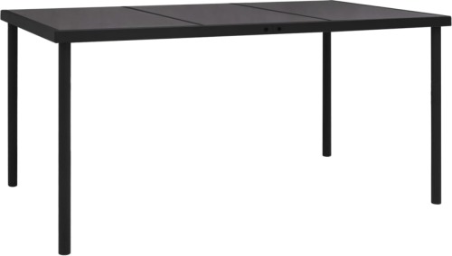 VidaXL Tuintafel met glazen tafelblad 150x90x74 cm staal zwart