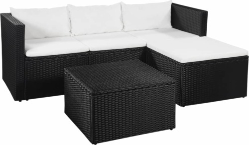 VidaXL 3-delige Loungeset poly rattan zwart en wit