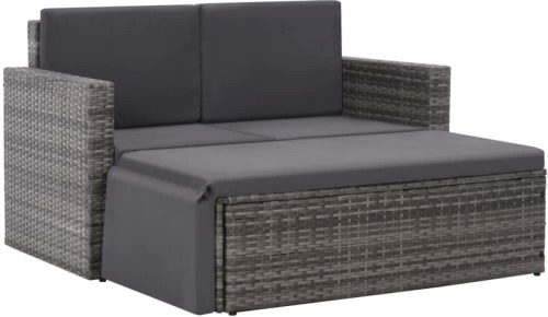 VidaXL 2-delige Loungeset met kussens poly rattan grijs