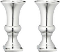 Merkloos Set Van 2x Stuks Zilveren Kelk Bloemenvazen Keramiek 30 X 16 Cm - Zilver - Vazen/vaas - Boeketvazen - Kelkvazen