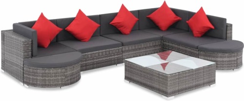 VidaXL 8-delige Loungeset met kussens poly rattan grijs