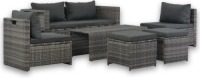 VidaXL Loungeset met kussens 6-delig poly rattan grijs