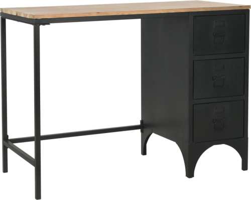 VidaXL Bureau 100x50x76 cm massief vurenhout en staal