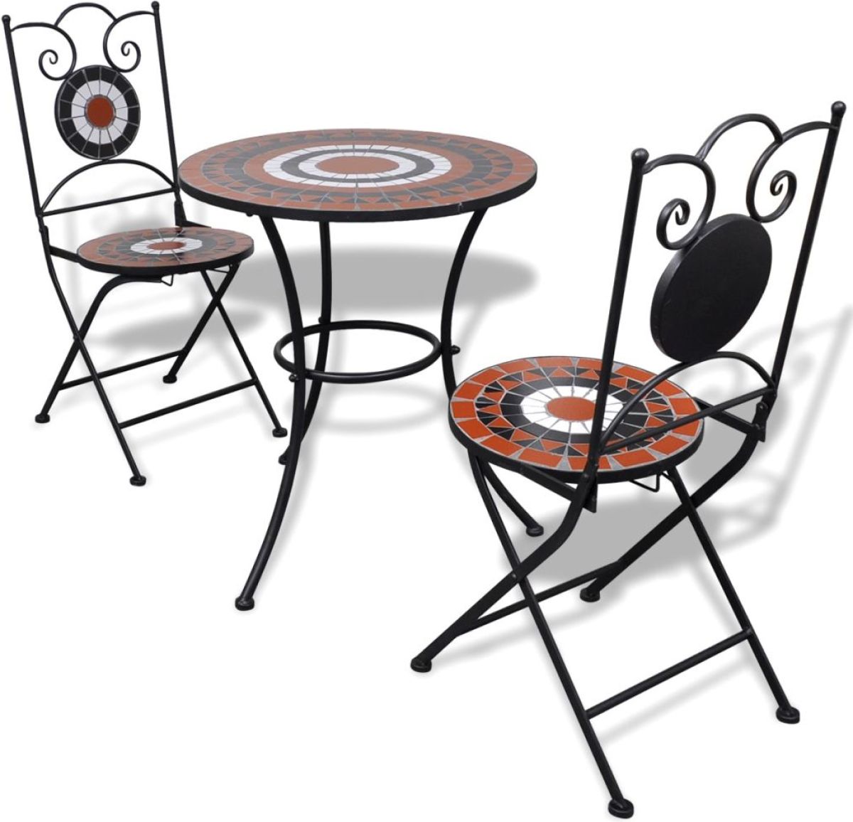 VidaXL 3-delige Bistroset keramische tegel terracotta en wit