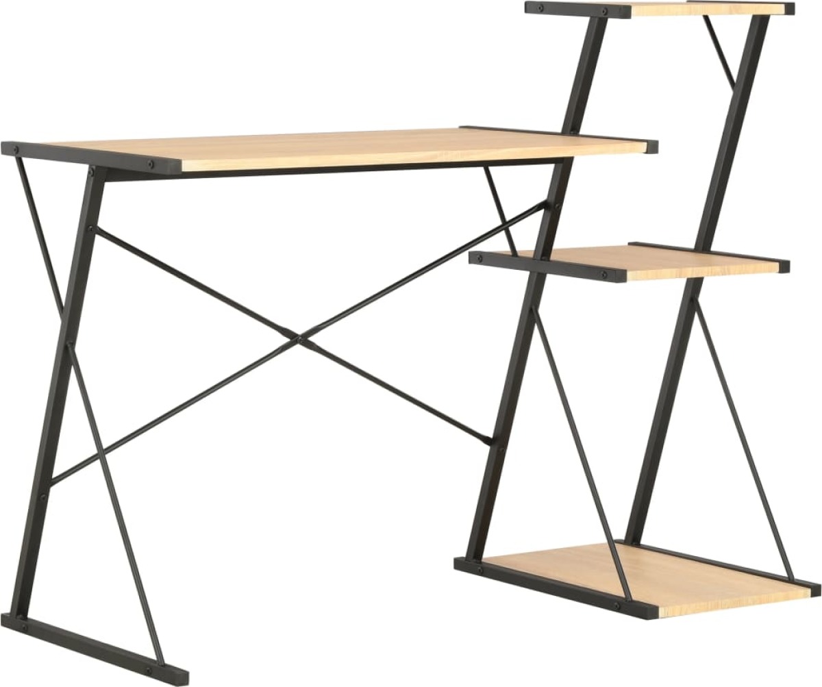 VidaXL Bureau met schap 116x50x93 cm zwart en eikenkleurig