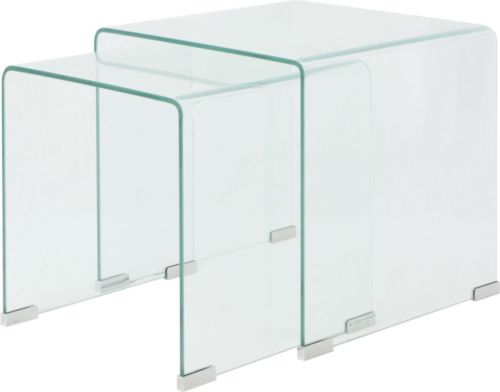 VidaXL Bijzettafel set 2-dlg transparant gehard glas