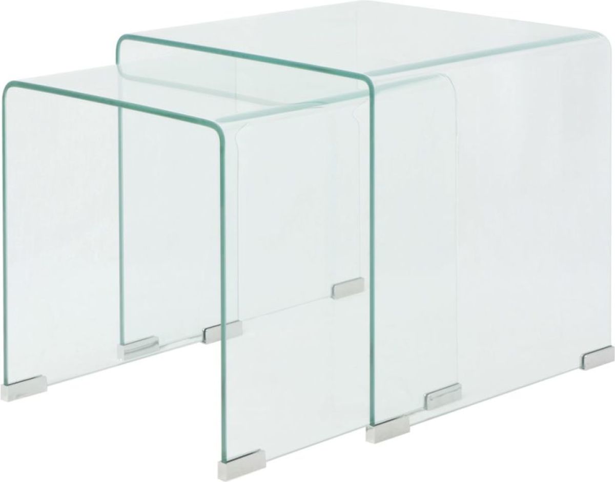 VidaXL Bijzettafel set 2-dlg transparant gehard glas
