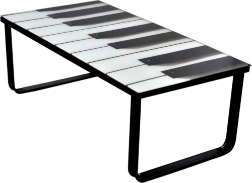 VidaXL Salontafel met piano-print glazen tafelblad