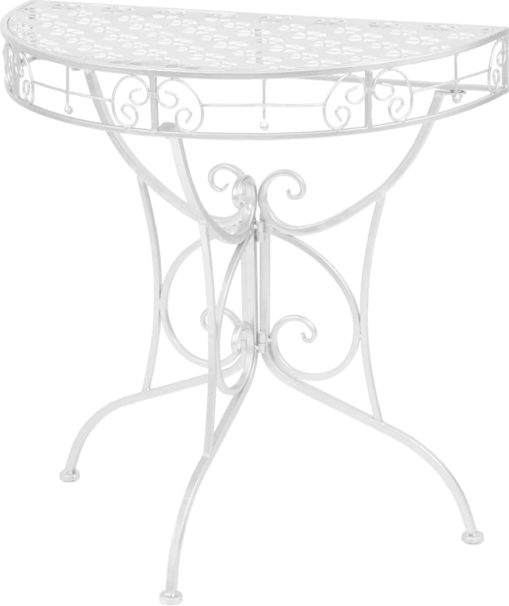 VidaXL Bijzettafel vintage stijl half rond 72x36x74 cm metaal zilver