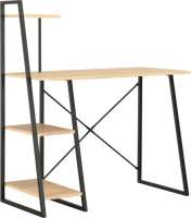 VidaXL Bureau met schappen 102x50x117 cm zwart en eikenkleurig