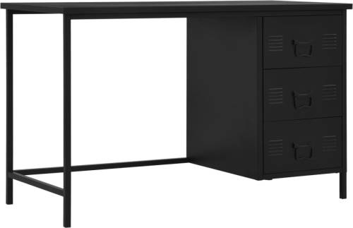 VidaXL Bureau met lades industrieel 120x55x75 cm staal zwart