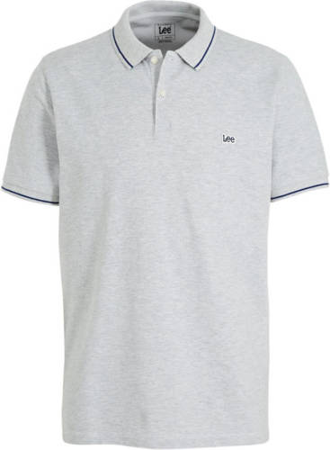 Lee regular fit polo met contrastbies lichtgrijs