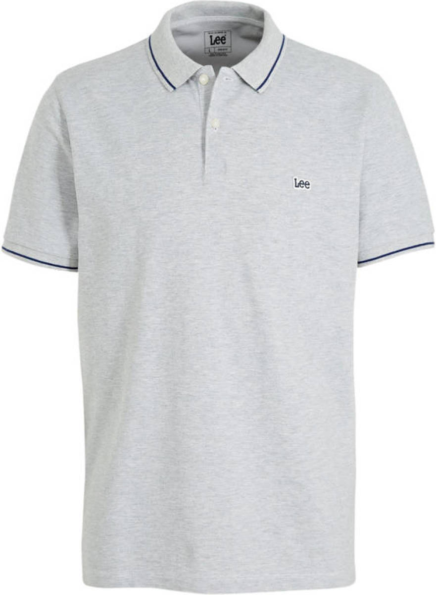 Lee regular fit polo met contrastbies lichtgrijs