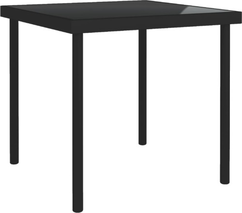 VidaXL Tuintafel 80x80x72 cm glas en staal zwart