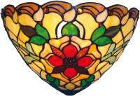 Clayre & Eef Tiffany Wandlamp Compleet Red Flower Serie - Groen, Rood, Geel, Multi Colour - Ijzer, Glas