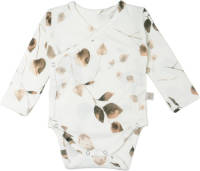 Yumi Baby newborn overslag romper Golden Hour off white/lichtbruin/bruin