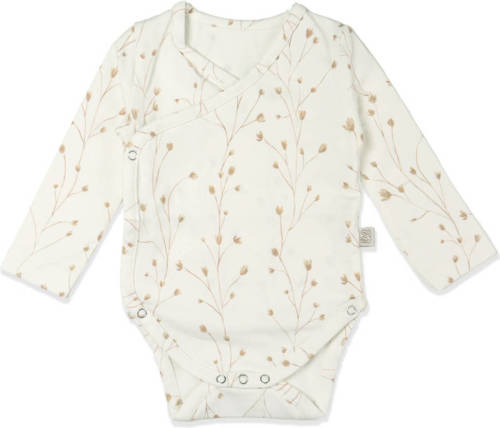 Yumi Baby newborn overslag romper Fresh Twigs off white/camel