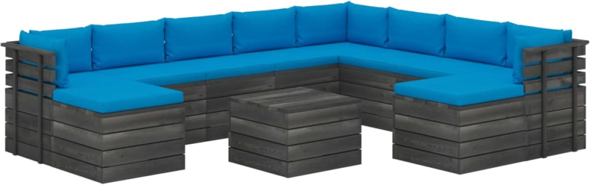 VidaXL 11-delige Loungeset pallet met kussens massief grenenhout