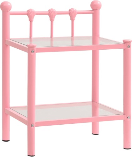 VidaXL Nachtkastje 45x34,5x60,5 cm metaal en glas roze en transparant