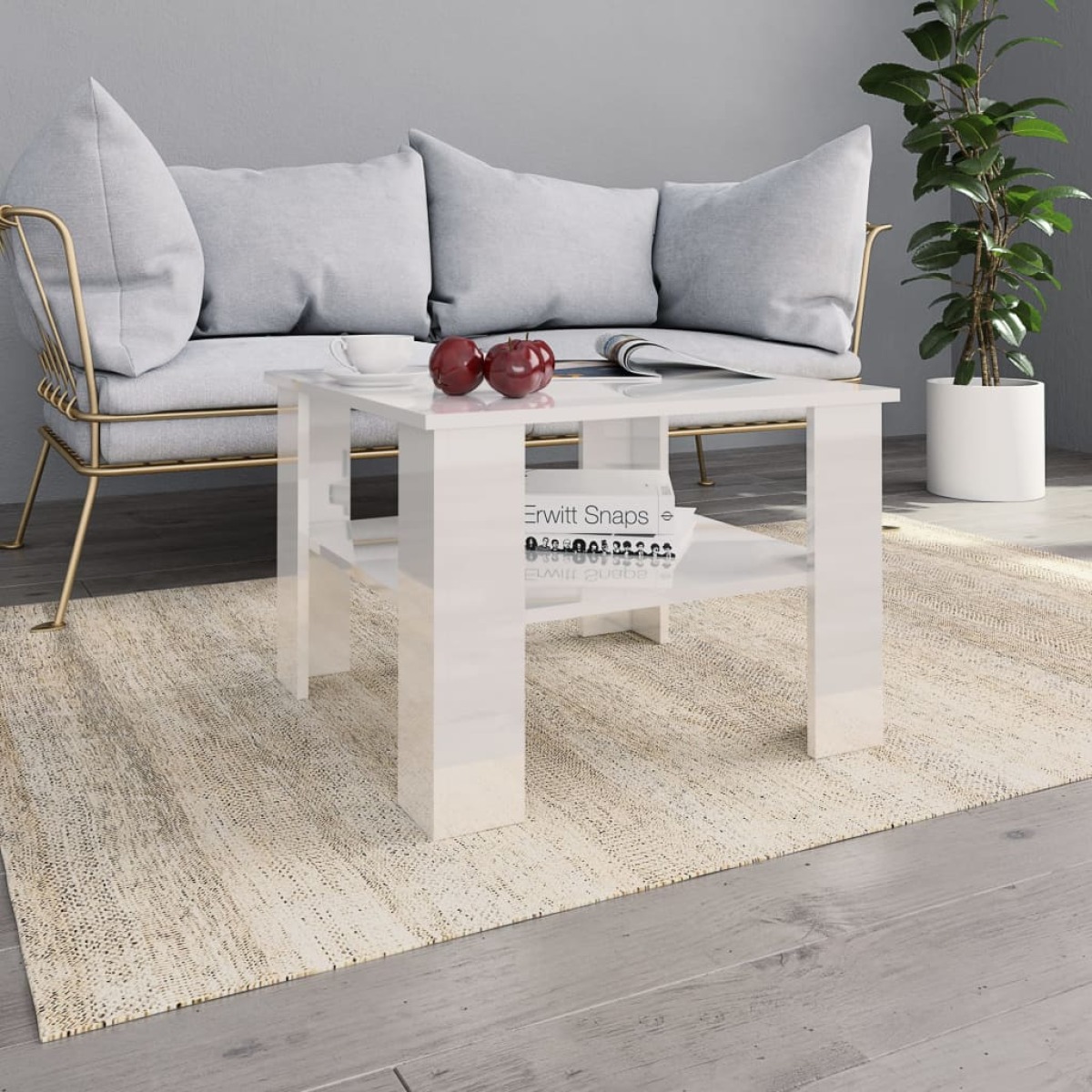 VidaXL Salontafel 60x60x42 cm spaanplaat hoogglans wit