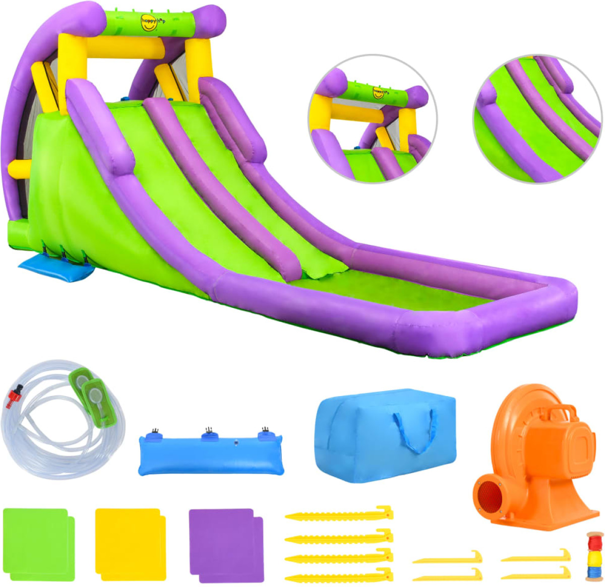 Happy Hop Glijbaan opblaasbaar met plonsbad 600x215x255 cm PVC
