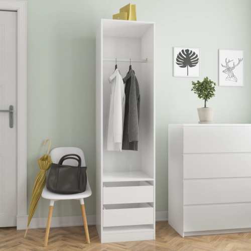 VidaXL Kledingkast met lades 50x50x200 cm spaanplaat hoogglans wit