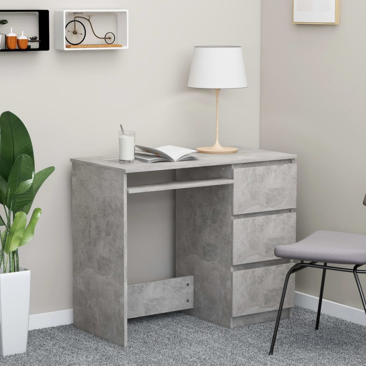 VidaXL Bureau 90x45x76 cm spaanplaat betongrijs