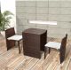 VidaXL 3-delige Bistroset met kussens poly rattan bruin